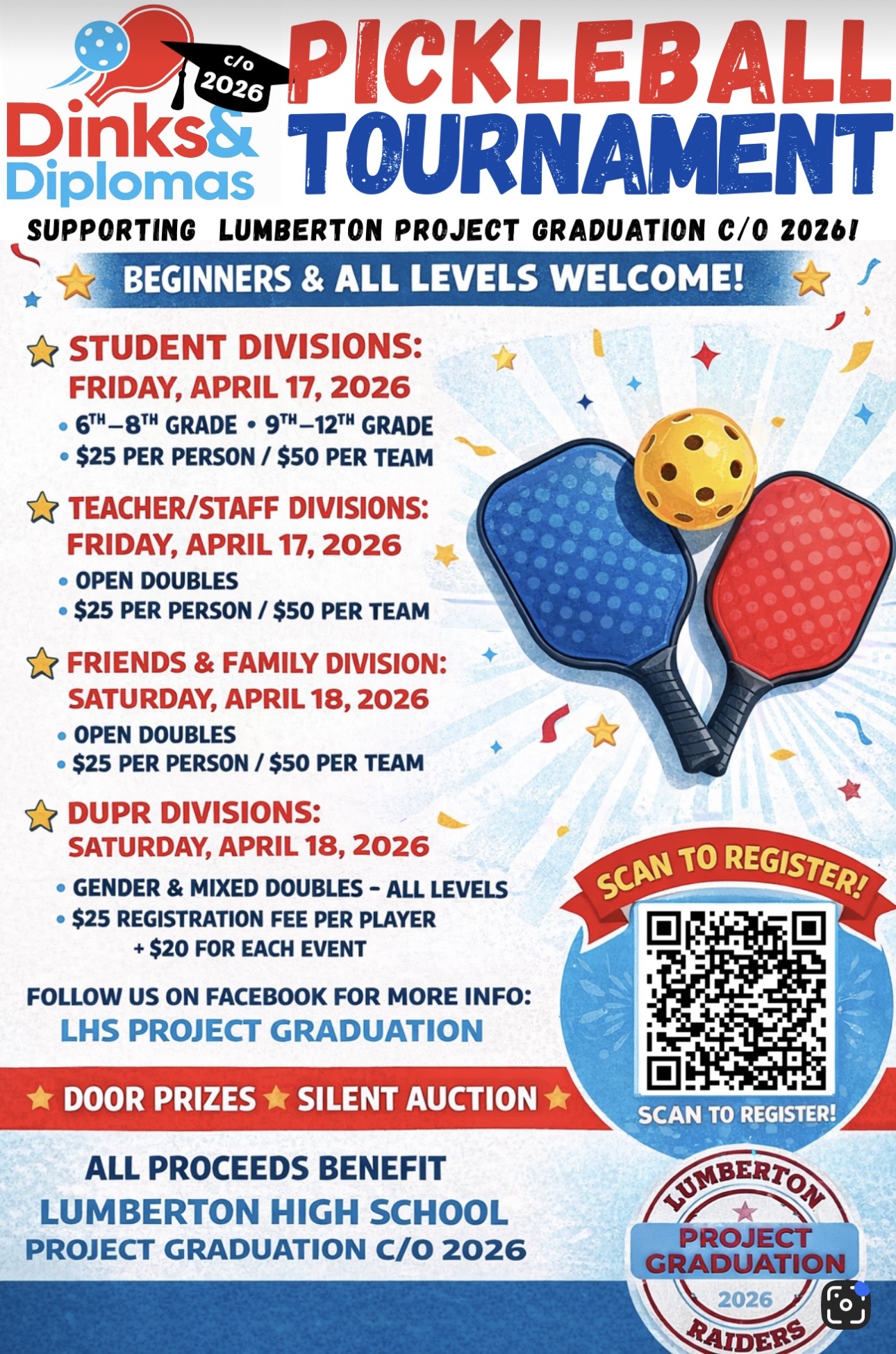 Dinks and Diplomas flyer