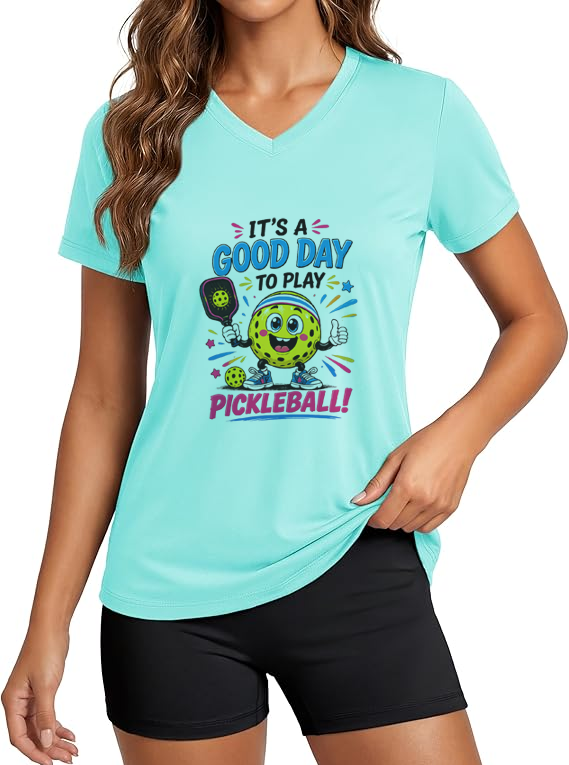 It’s a Good Day to Play Pickleball Performance T-Shirt – Funny Pickleball Moisture-Wicking Athletic Tee for Women