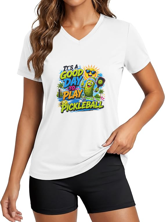 It’s a Good Day to Play Pickleball Performance T-Shirt – Funny Pickleball Moisture-Wicking Athletic Tee for Women