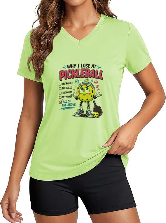 “Why I Lose at Pickleball” Checklist Moisture-Wicking Athletic Tee for Women