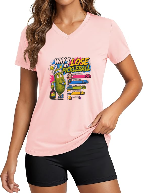 “Why I Lose at Pickleball” Moisture-Wicking Athletic Tee for Women