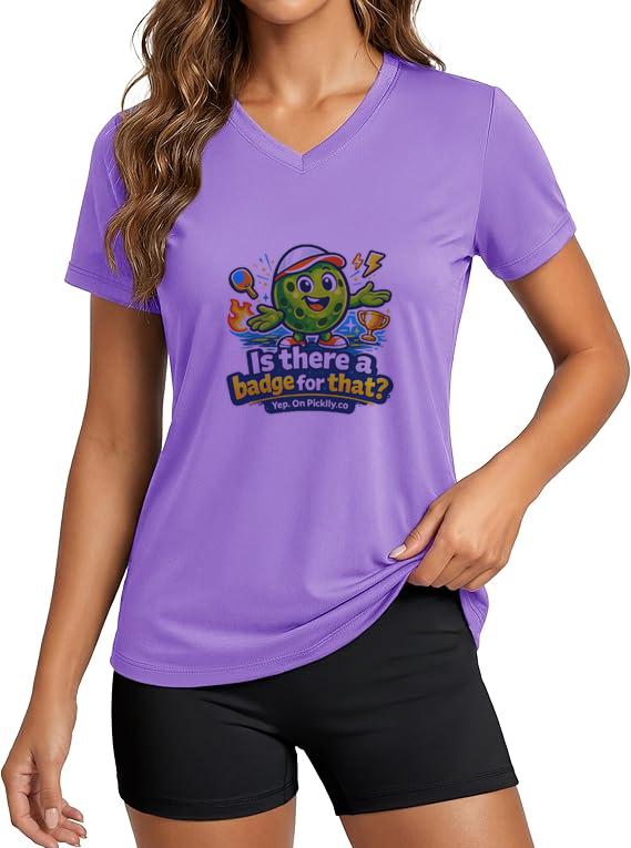 “Is There a Badge for That?” Moisture-Wicking Athletic Tee for Women